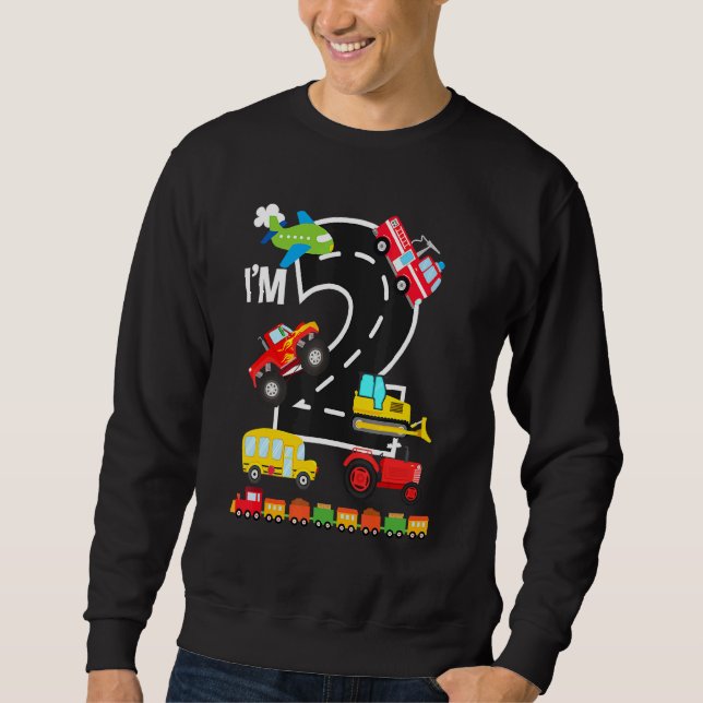 Sweatshirt Je suis 2 2e anniversaire Camions Véhicules Transp (Devant)