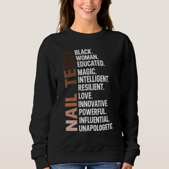 Sweatshirt Je Suis Black Nail Tech Afro Femme Bhm Noir Histoi (Devant)