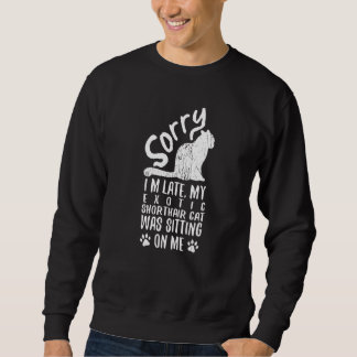 Sweatshirt Je suis en retard Mon chat Exotique Shorthair étai