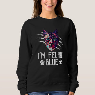 Sweatshirt Je suis Feline Blue Chat Kitten Humour Chat Maman