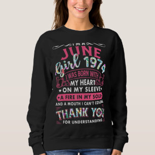 Sweatshirt Je suis Juin Fille 1974 48e cadeau d'anniversaire