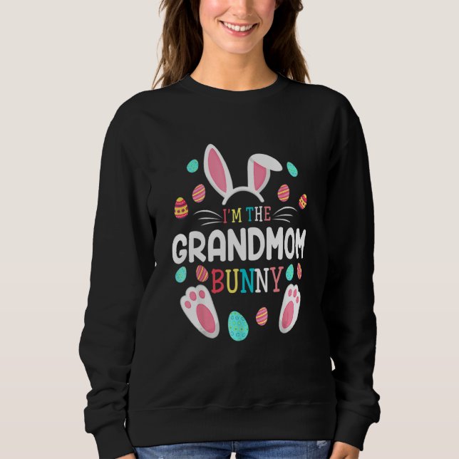 Sweatshirt Je suis La Grand-Mère Bunny Matching Famille Happy (Devant)