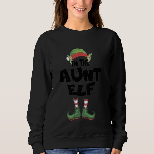 Sweatshirt Je Suis La Tante Elf Xmas Fauntie Pour Matching Fa (Devant)