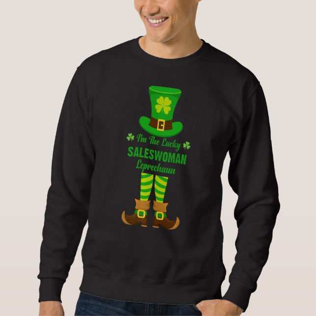 Sweatshirt Je suis la vendeuse chanceuse Leprechaun Funny St. (Devant)