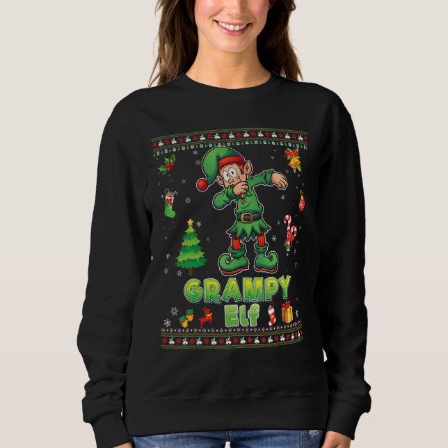 Sweatshirt Je suis le elfe grampy Dabbing Famille Joyeux Noël (Devant)