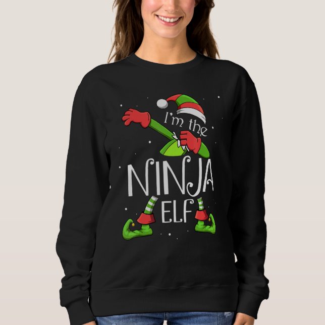 Sweatshirt Je suis le Elfe Ninja Dabbing Père Noël Noël pour  (Devant)