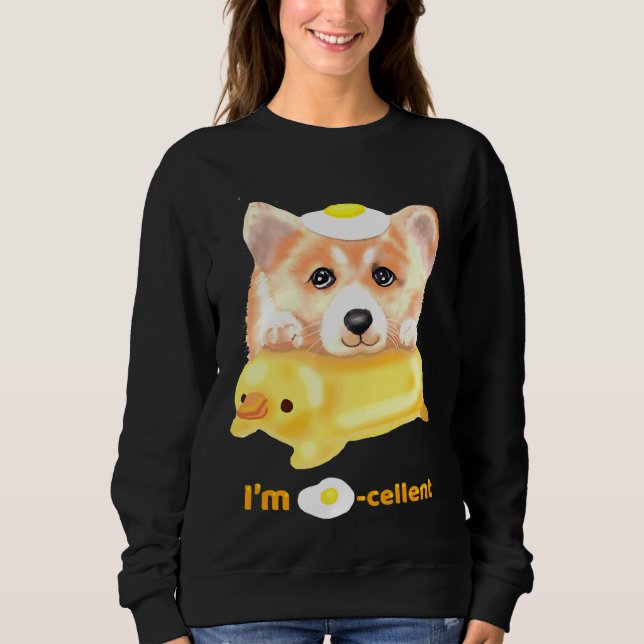 Sweatshirt Je Suis Oeuf Cellent Excellent Corgi (Devant)