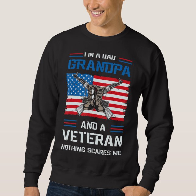 Sweatshirt Je suis papa grand-père et vétéran du drapeau amér (Devant)