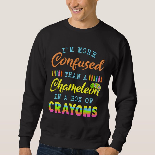 Sweatshirt Je Suis Plus Confus Qu'Un Chameleon Dans Une Boîte (Devant)