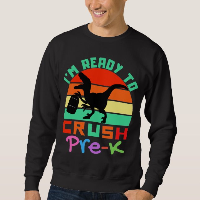SWEATSHIRT JE SUIS PRÊT À CRUSTER PRE-K - DINOSAUR COOL (Devant)
