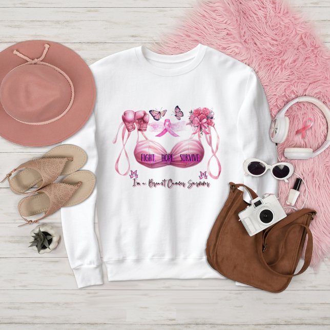 Sweatshirt Je suis un survivant du cancer du sein Ruban rose (Créateur téléchargé)