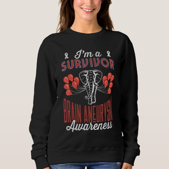 Sweatshirt Je suis Un Survivant Elephant Cerveau Aneurysme Se (Devant)