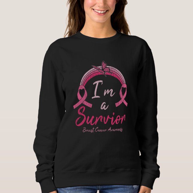 Sweatshirt Je suis un survivant guerrier Sensibilisation au c (Devant)