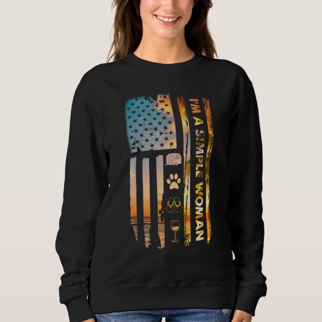 Sweatshirt Je suis une femme simple Camping Vin Flip Flops Ch (Devant)