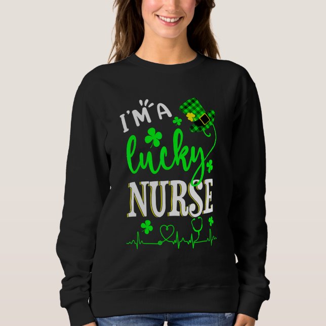 Sweatshirt Je suis une Shamrock chanceuse Top Hat St Patrick' (Devant)