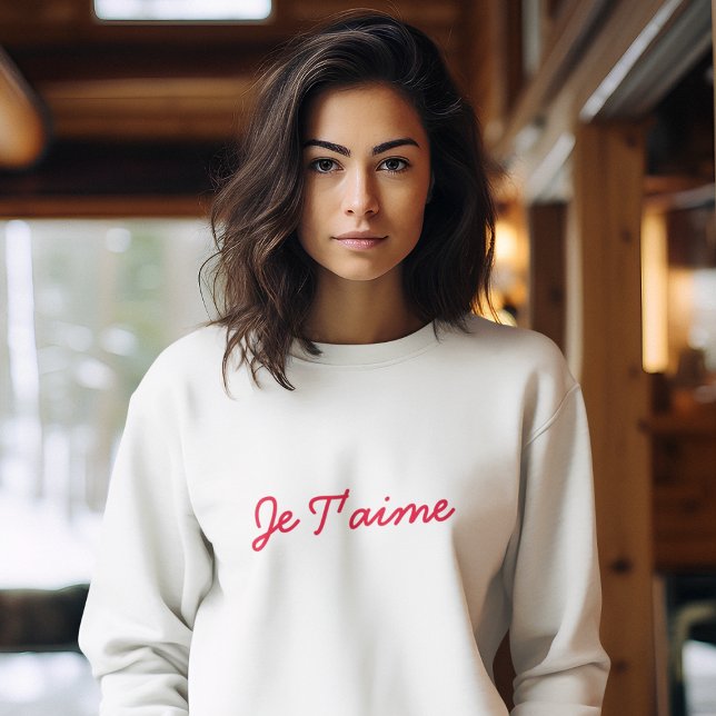 Sweatshirt Je t'aime | I Love You French Modern Red Cote Art (Créateur téléchargé)
