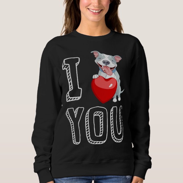 Sweatshirt Je t'aime Pitbull Valentine (Devant)