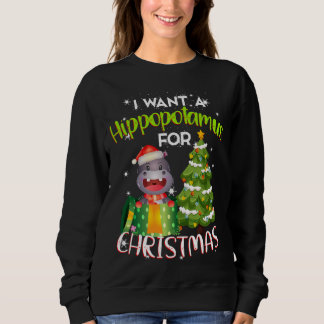 Sweatshirt je veux hippopotame de noël hippo