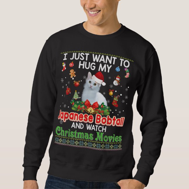 Sweatshirt Je Veux Juste Embrasser Mon Chat Bobtail Japonais  (Devant)