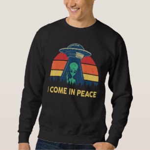 Sweatshirt Je Viens En Paix Rétro OVNI Alien Costume mignon A