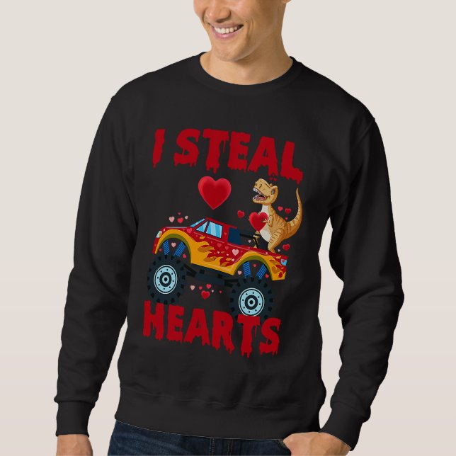 Sweatshirt Je vole des coeurs T Rex dinosaure Saint-Valentin  (Devant)