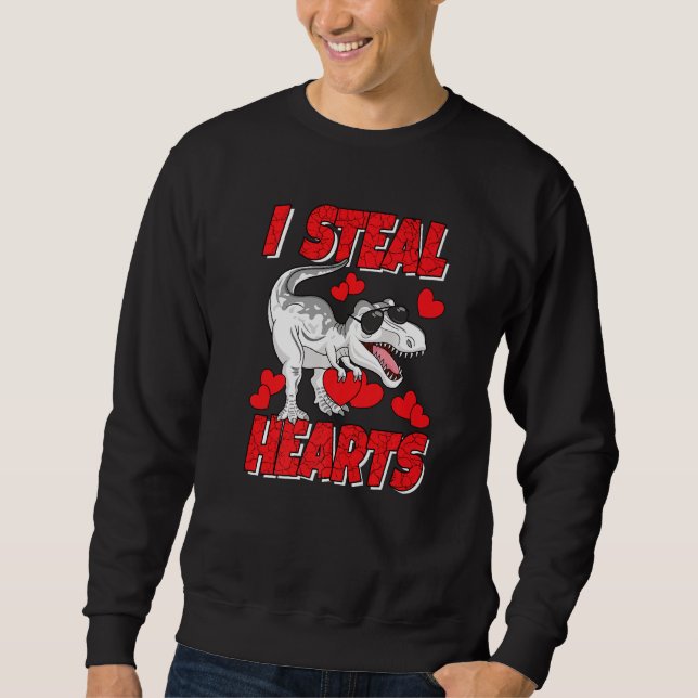 Sweatshirt Je vole les coeurs Saint-Valentin les enfants Dino (Devant)