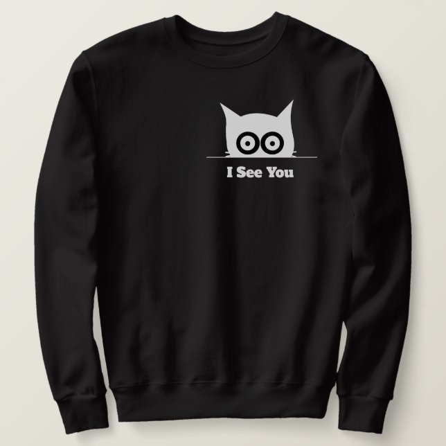 Sweatshirt Je Vous Voie Chat Drôle Qui Regarde Design Minimal (Design devant)