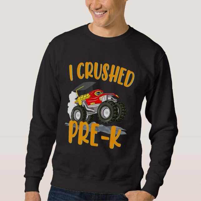 Sweatshirt J'Écrase Le Camion Pré K Monster De Retour À L'Éco (Devant)