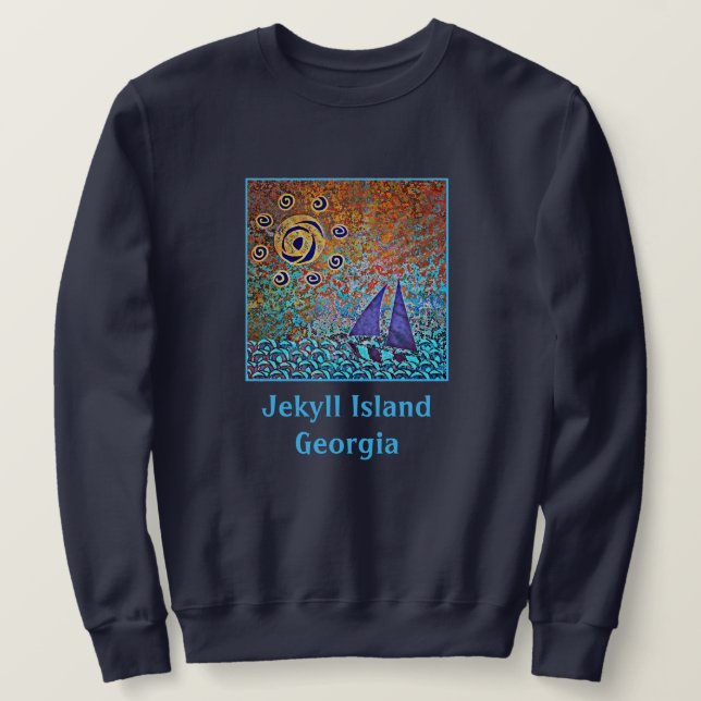 Sweatshirt Jekyll Island, GA voilier, vagues de l'océan et so (Design devant)