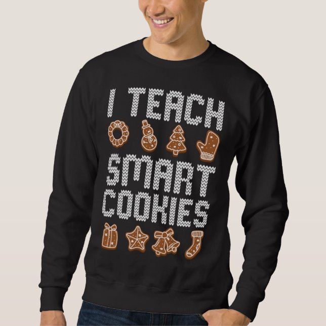 Sweatshirt J'Enseigne les biscuits intelligents Noël Enseigna (Devant)