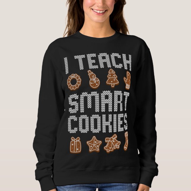 Sweatshirt J'Enseigne les biscuits intelligents Noël Enseigna (Devant)