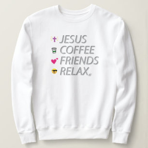 Sweatshirt Jésus, Café, Amis, Relax