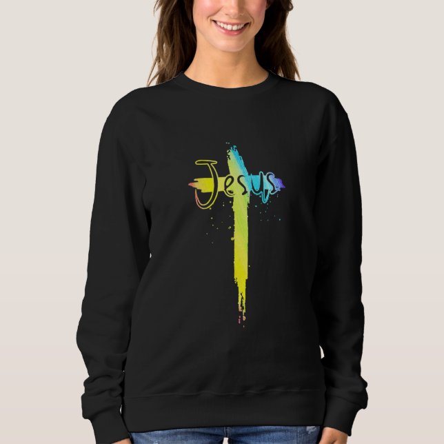 Sweatshirt Jésus Chrétien Sur La Croix Chrétienne (Devant)