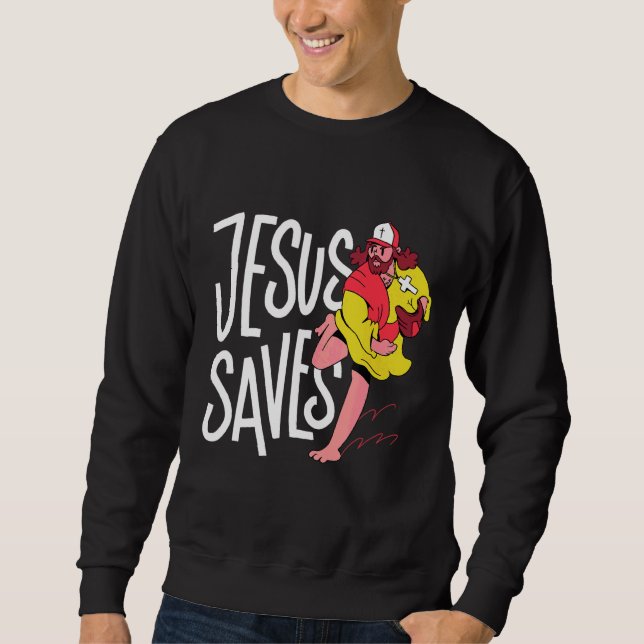 Sweatshirt Jésus Christ protège la Bible Croix chrétienne (Devant)