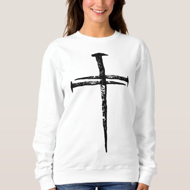 Sweatshirt Jésus Croix Trois clous Christian Vintage (Devant)