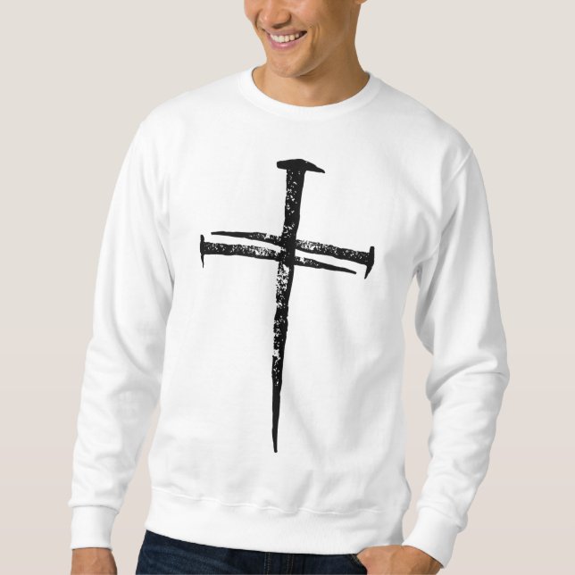 Sweatshirt Jésus Croix Trois clous Christian Vintage (Devant)