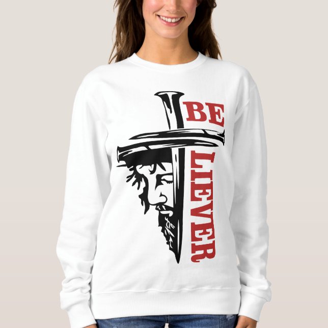 Sweatshirt Jesus Cross Nail Design – Powerful Christian (Devant)