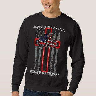 Sweatshirt Jésus Est Mon Sauveur Riding Est Ma Moto Thérapeut