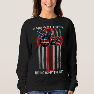 Sweatshirt Jésus Est Mon Sauveur Riding Est Mon Thérapie Croi