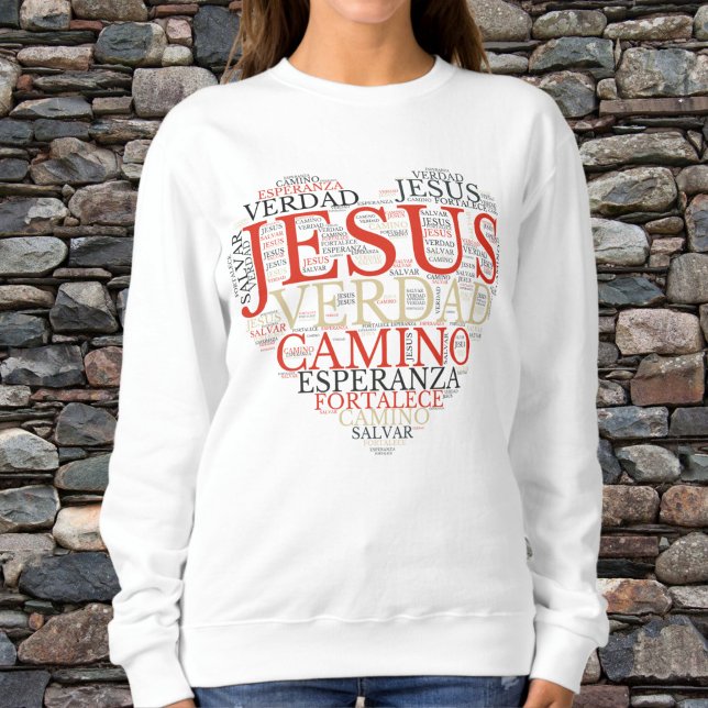 Sweatshirt Jésus et la foi Coeur des femmes chrétiennes Espag (Créateur téléchargé)