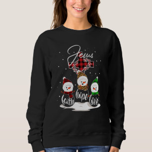 Sweatshirt Jesus Faith Hope Love Snowman Noël Christian