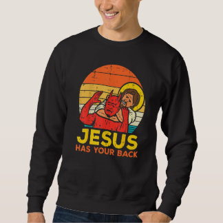 Sweatshirt Jesus Has Your Back Jiu Jitsu Retro Christian Men 