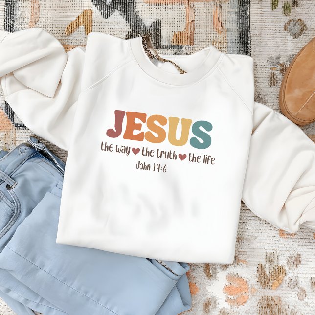 Sweatshirt Jésus La Voie La Vérité La Vie Col Cou de Femme (Créateur téléchargé)