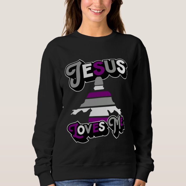 Sweatshirt Jesus Loves Me Church Christian Asexual Pride Flag (Devant)