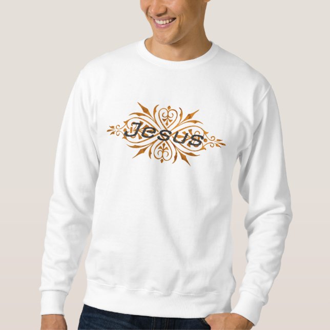 Sweatshirt Jésus Ornement2 Cuivre noir. (Devant)