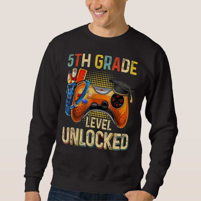 Sweatshirt Jeu 5ème Niveau Déverrouillé Premier Jour De Scho (Devant)