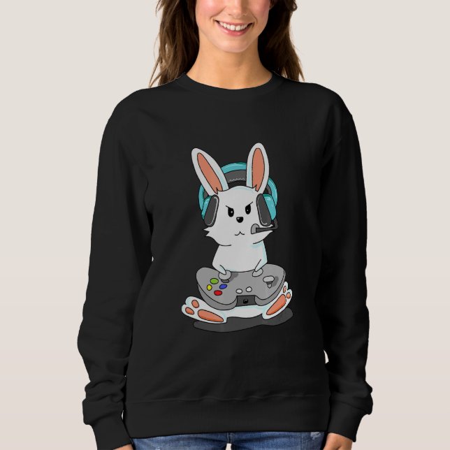Sweatshirt Jeu Bunny Joueur casque Gamepad (Devant)