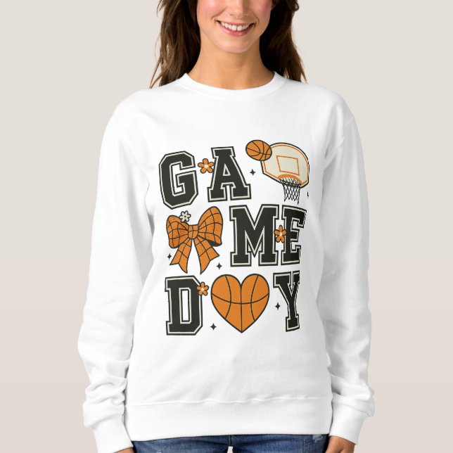 Sweatshirt Jeu de Basketball Jour T-Shirt Design avec Bow & H (Devant)