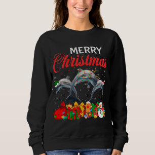 Sweatshirt Jeu de Noël Dauphin Lover Xmas Tree Lights An