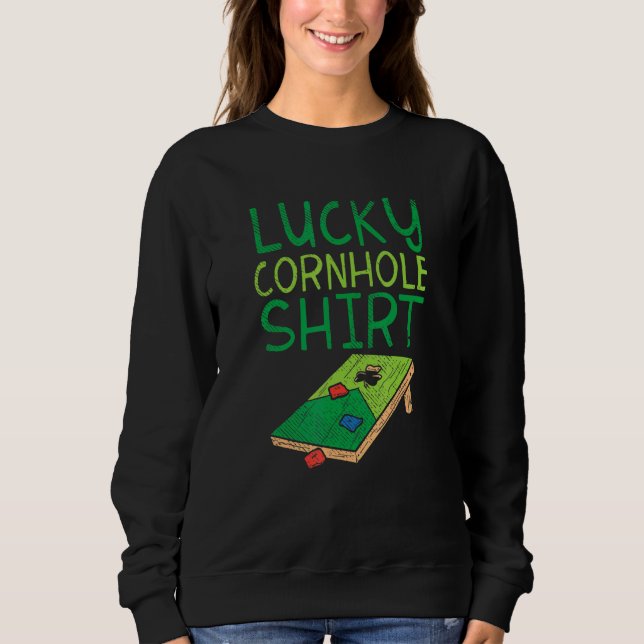 Sweatshirt Jeu de sac de lancer de planche de cornhole Lucky (Devant)
